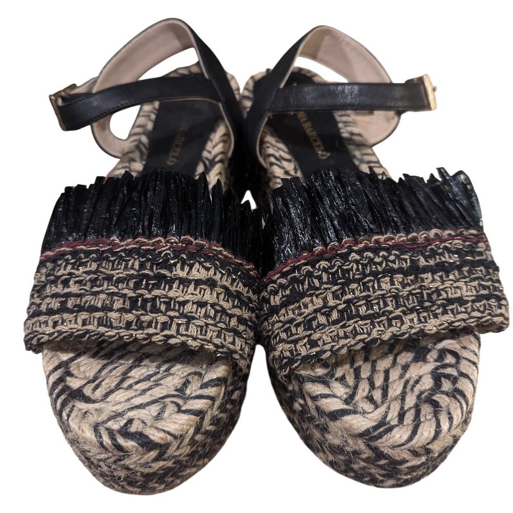 Paloma Barcelo Raffia Woven Fringe Espadrille Platform Sandals Size 38 - Picture 3 of 6